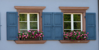 Fenster mit Blumenkästen